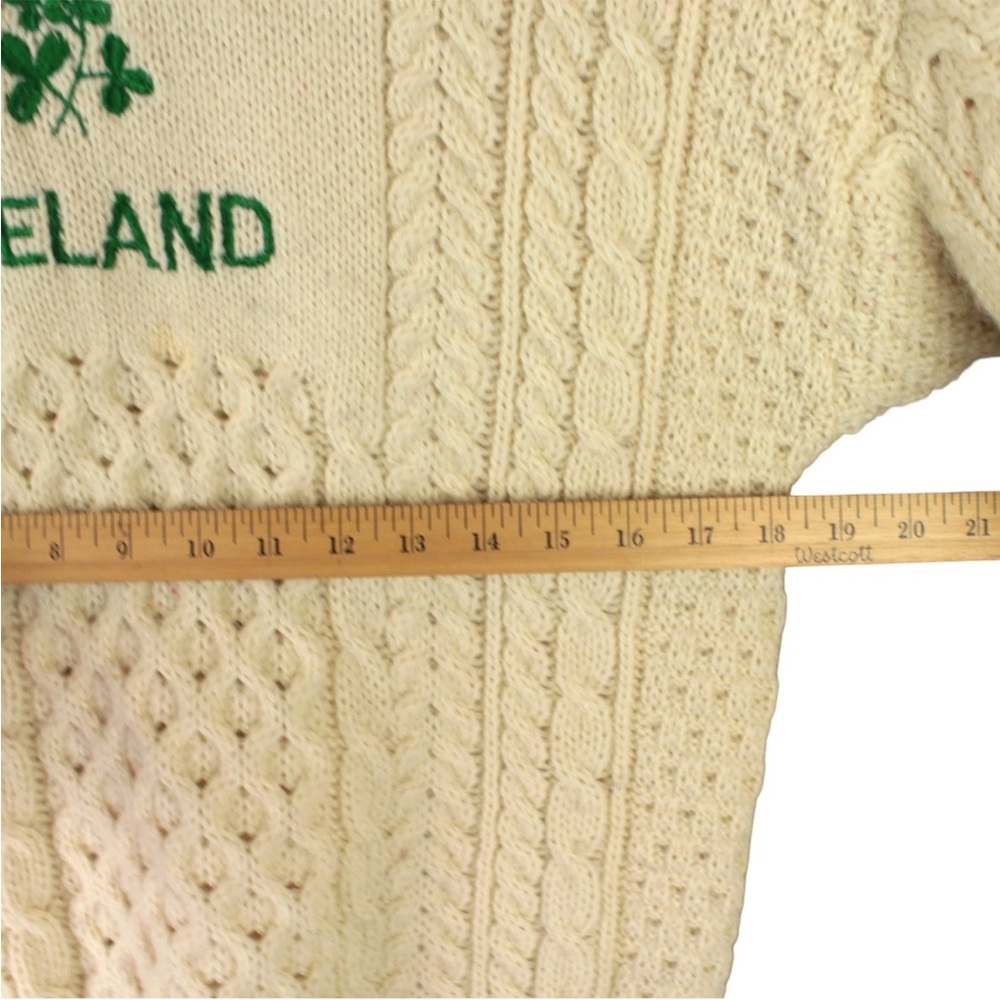 Blarney Woolen Mills Sweater Sz M Beige Pullover Wool Ireland Chunky Fisherman - Picture 12 of 13